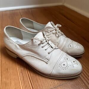 Lanvin vintage white leather lace oxford shoes SIZE 25.5/9.5